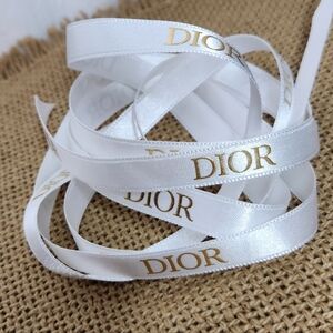 Authentic DIOR Ribbon, white with gold lettering, 2 pieces 26"L×.75"W
